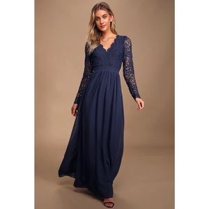 LuLus Awaken My Love Long Sleeve Lace Maxi Dress